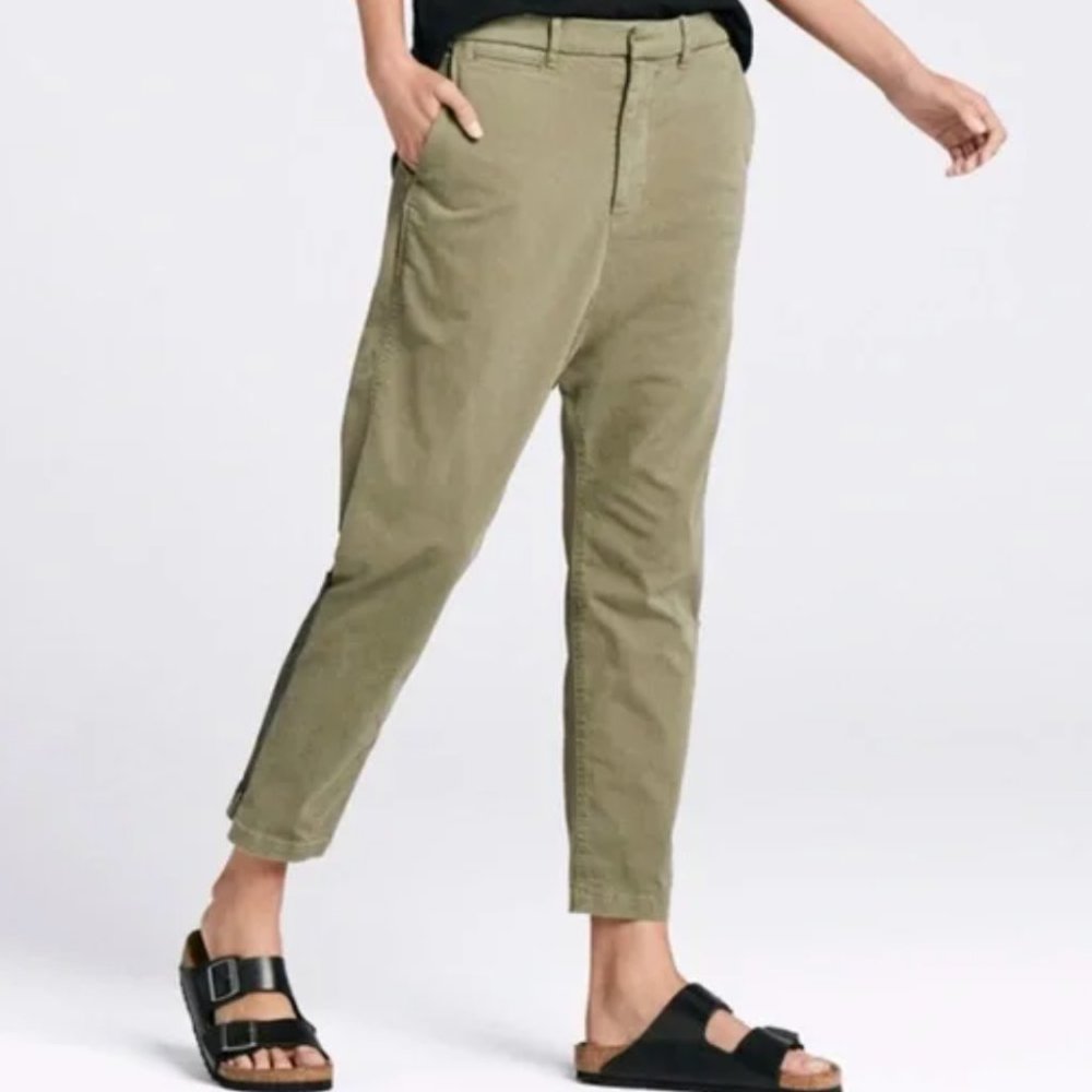 Nili Lotan Drop Crotch Army Pants with Ankle Zippers in Khaki Green Size 6